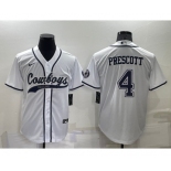 Men's Dallas Cowboys #4 Dak Prescott White Stitched Cool Base Nike Baseball Jersey