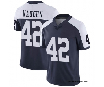 Men's Dallas Cowboys #42 Deuce Vaughn Navy Thanksgiving Vapor Limited Stitched Jersey