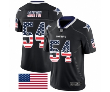 Men's Dallas Cowboys #54 Jaylon Smith Limited Black Rush USA Flag Football Jersey