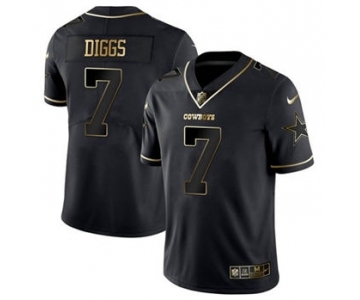 Men's Dallas Cowboys #7 Trevon Diggs Black Golden Edition Limited Stitched Football Jersey