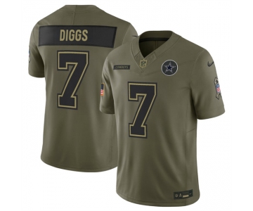 Men's Dallas Cowboys #7 Trevon Diggs Olive 2025 F.U.S.E. Salute to Service Limited Football Stitched Jersey