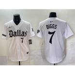 Men's Dallas Cowboys #7 Trevon Diggs White 'Gothic Lone Star Edition' Limited Stitched Baseball Jersey