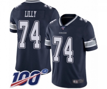 Men's Dallas Cowboys #74 Bob Lilly Navy Blue Team Color Vapor Untouchable Limited Player 100th Season Football Jersey