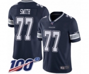 Men's Dallas Cowboys #77 Tyron Smith Navy Blue Team Color Vapor Untouchable Limited Player 100th Season Football Jersey