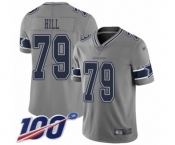 Men's Dallas Cowboys #79 Trysten Hill Limited Gray Inverted Legend 100th Season Football Jersey