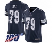 Men's Dallas Cowboys #79 Trysten Hill Navy Blue Team Color Vapor Untouchable Limited Player 100th Season Football Jersey