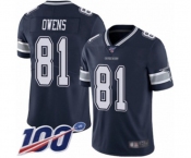Men's Dallas Cowboys #81 Terrell Owens Navy Blue Team Color Vapor Untouchable Limited Player 100th Season Football Jersey