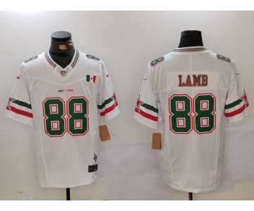Men's Dallas Cowboys #88 CeeDee Lamb 2024 Mexico White FUSE Stitched Jersey