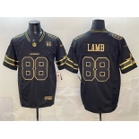 Men's Dallas Cowboys #88 CeeDee Lamb Black Gold 2025 F.U.S.E. With 5x Super Bowl Champions & Established In 1960 Patch Vapor Limited Stitched Football Jers