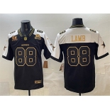 Men's Dallas Cowboys #88 CeeDee Lamb Black Gold F.U.S.E. With 5x Super Bowl Champions & Established In 1960 Patch Vapor Limited Stitched Football Jersey Men's Dallas Cowboys #88 CeeDee Lamb Black Gold F.U.S.E. With 5x Super Bowl Champions & Established In 1960 Patch Vapor Limited Stitched Football Jersey