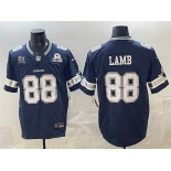 Men's Dallas Cowboys #88 CeeDee Lamb Navy F.U.S.E. With 5x Super Bowl Champions & Established In 1960 Patch Vapor Limited Stitched Football Jersey