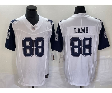 Men's Dallas Cowboys #88 CeeDee Lamb White FUSE Vapor Thanksgiving Limited Stitched Jersey