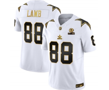 Men's Dallas Cowboys #88 CeeDee Lamb White Gold F.U.S.E. With Established In 1960 Patch Vapor Limited Football Stitched Jersey