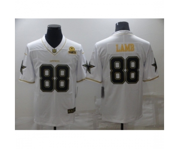 Men's Dallas Cowboys #88 CeeDee Lamb White Gold Limited Player Jersey