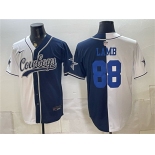 Men's Dallas Cowboys #88 CeeDee Lamb White Navy Split Stitched Jersey
