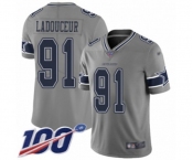 Men's Dallas Cowboys #91 L. P. Ladouceur Limited Gray Inverted Legend 100th Season Football Jersey