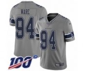 Men's Dallas Cowboys #94 DeMarcus Ware Limited Gray Inverted Legend 100th Season Football Jersey