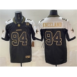 Men's Dallas Cowboys #94 Marshawn Kneeland Black Gold 2025 F.U.S.E. 94 Marshawn Kneeland Memorial Patch Vapor Limited Stitched Football Jersey