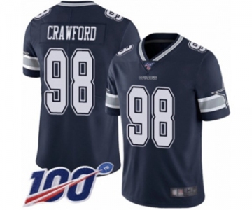 Men's Dallas Cowboys #98 Tyrone Crawford Navy Blue Team Color Vapor Untouchable Limited Player 100th Season Football Jersey