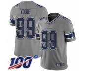 Men's Dallas Cowboys #99 Antwaun Woods Limited Gray Inverted Legend 100th Season Football Jersey