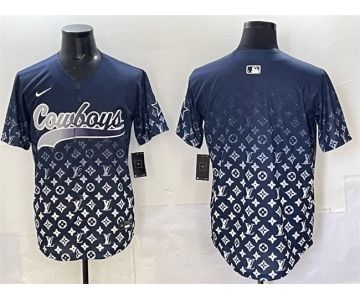Men's Dallas Cowboys Blank Navy Limited Stitched Baseball Jersey