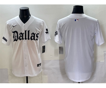 Men's Dallas Cowboys Blank White 'Gothic Lone Star Edition' Limited Stitched Baseball Jersey