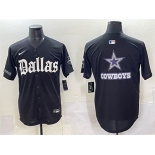 Men's Dallas Cowboys Team Big Logo Black 'Gothic Lone Star Edition' Limited Stitched Baseball Jersey
