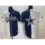 Men's Dallas Cowboys Team Big Logo White Navy Split Stitched Jersey