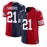 Men's Dallas Cowboys X 49ers #21 Deion Sanders Navy Red Split F.U.S.E. Vapor Limited Stitched Jersey