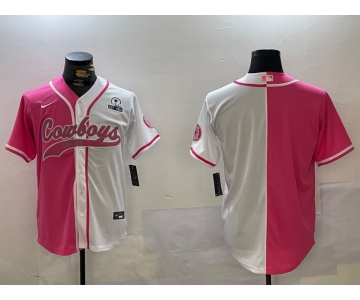 Men's Dallas Cowboys big logo Red White With Patch Cool Base Stitched Baseball Jersey