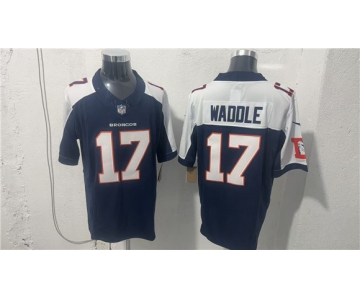 Men's Denver Broncos #17 Jaylen Waddle Navy White 2026 Vapor Limited Football Stitched Jersey