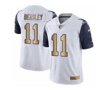 Men's Nike Dallas Cowboys #11 Cole Beasley Limited White Gold Rush NFL Jersey