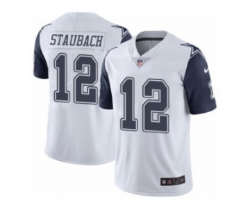 Men's Nike Dallas Cowboys #12 Roger Staubach White Stitched NFL Limited Rush Jersey