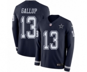 Men's Nike Dallas Cowboys #13 Michael Gallup Limited Navy Blue Therma Long Sleeve NFL Jersey