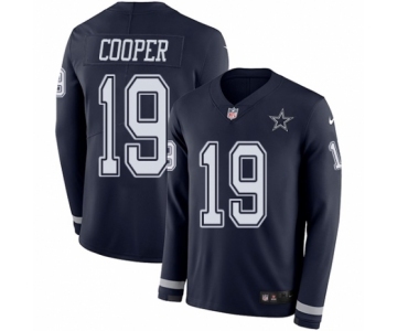Men's Nike Dallas Cowboys #19 Amari Cooper Limited Navy Blue Therma Long Sleeve NFL Jersey
