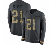 Men's Nike Dallas Cowboys #21 Ezekiel Elliott Limited Black Salute to Service Therma Long Sleeve NFL Jersey Men's Nike Dallas Cowboys #21 Ezekiel Elliott Limited Black Salute to Service Therma Long Sleeve NFL Jersey
