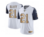 Men's Nike Dallas Cowboys #21 Ezekiel Elliott Limited White Gold Rush NFL Jersey