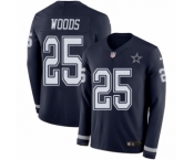 Men's Nike Dallas Cowboys #25 Xavier Woods Limited Navy Blue Therma Long Sleeve NFL Jersey