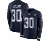 Men's Nike Dallas Cowboys #30 Anthony Brown Limited Navy Blue Therma Long Sleeve NFL Jersey
