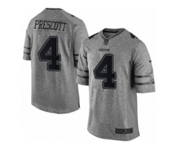 Men's Nike Dallas Cowboys #4 Dak Prescott Limited Gray Gridiron NFL Jersey