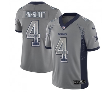 Men's Nike Dallas Cowboys #4 Dak Prescott Limited Grey Rush Drift Fashion NFL Jersey