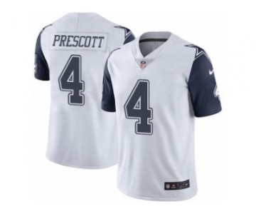 Men's Nike Dallas Cowboys #4 Dak Prescott White Stitched NFL Limited Rush Jersey