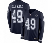 Men's Nike Dallas Cowboys #49 Jamize Olawale Limited Navy Blue Therma Long Sleeve NFL Jersey