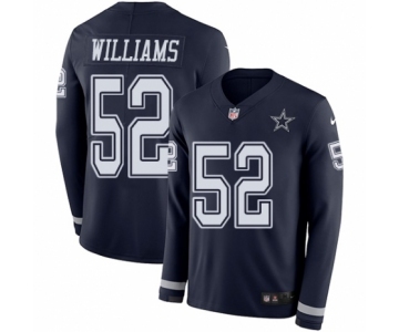 Men's Nike Dallas Cowboys #52 Connor Williams Limited Navy Blue Therma Long Sleeve NFL Jersey