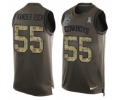 Men's Nike Dallas Cowboys #55 Leighton Vander Esch Limited Green Salute to Service Tank Top NFL Jersey Men's Nike Dallas Cowboys #55 Leighton Vander Esch Limited Green Salute to Service Tank Top NFL Jersey