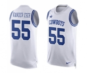 Men's Nike Dallas Cowboys #55 Leighton Vander Esch Limited White Player Name & Number Tank Top NFL Jersey Men's Nike Dallas Cowboys #55 Leighton Vander Esch Limited White Player Name & Number Tank Top NFL Jersey