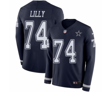 Men's Nike Dallas Cowboys #74 Bob Lilly Limited Navy Blue Therma Long Sleeve NFL Jersey