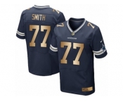 Men's Nike Dallas Cowboys #77 Tyron Smith Limited  Navy Gold Team Color NFL Jersey