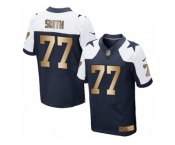 Men's Nike Dallas Cowboys #77 Tyron Smith Limited  Navy Gold Throwback Alternate NFL Jersey