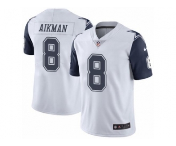 Men's Nike Dallas Cowboys #8 Troy Aikman White Stitched NFL Limited Rush Jersey